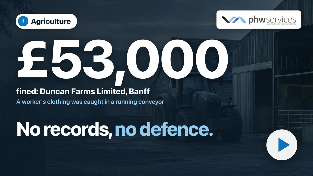 Agriculture film poster: a real fine from this trade and the line No records, no defence.